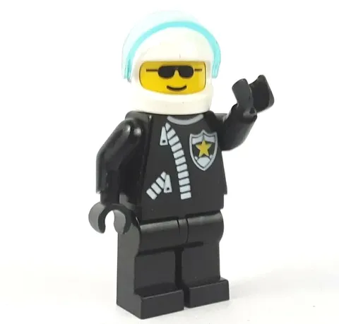 LEGO® Police Zipper Sheriff Star White Helmet Trans-Light Blue Visor Sunglasses