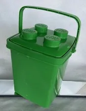 Lego GREEN Stackable Block Storage 9” X 9” X 12” high With A Handle Carry Tote