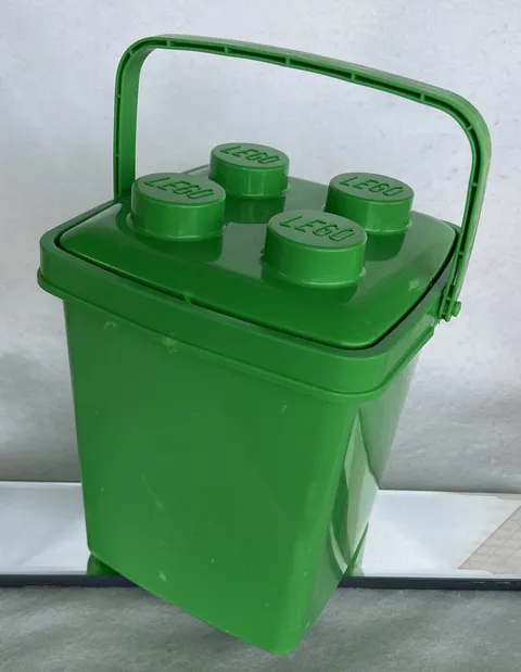 Lego GREEN Stackable Block Storage 9” X 9” X 12” high With A Handle Carry Tote