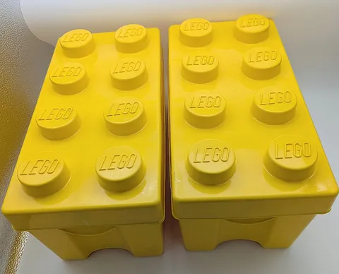 Lot Of 2 LEGO Classic Brick Stackable Storage Containers 14 x 7 x 6" Yellow