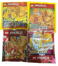 Lego Ninjago Golden Dragon Kai, Cole, Jay & Zane Minifigures Crystallized