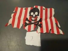 Genuine Vtg LEGO Tattered Cloth Sail Red Stripes Skull Crossbones 1996 Pirates