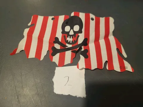 Genuine Vtg LEGO Tattered Cloth Sail Red Stripes Skull Crossbones 1996 Pirates
