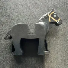LEGO 4493c01pb02 Black Horse Brown Bridle 1980s