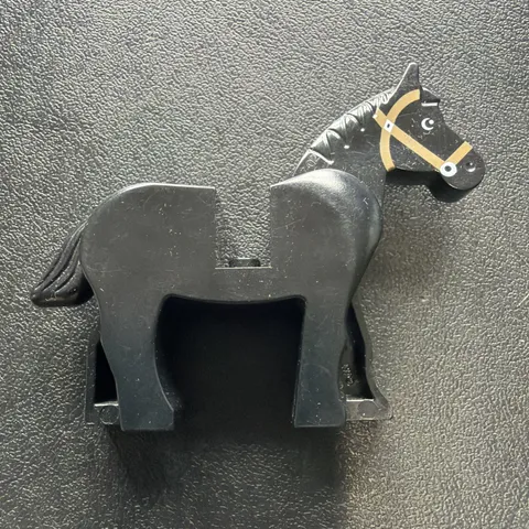LEGO 4493c01pb02 Black Horse Brown Bridle 1980s