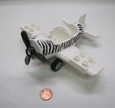 LEGO Duplo ZEBRA STRIPES AIRPLANE 2 SEATER for SAFARI Airport Pilot