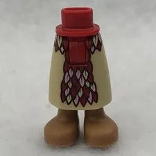 LEGO 59595c02pb01 Red Mini Doll Hips & Tan Skirt Long W/ Printed Feathers
