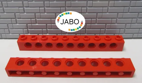 (J15/3/6) LEGO Technic 2 x 2730 Perforated Beam 1x10 Red