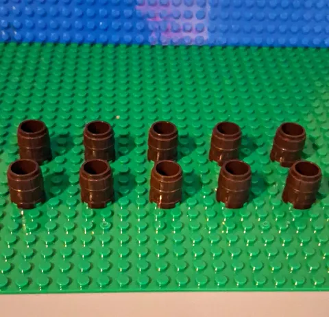 LEGO Container, Barrel 2 x 2 x 2, In Dark Brown. Lot Of 10