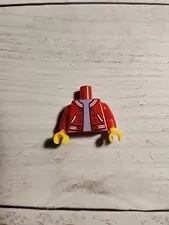 LEGO Minifigure Torso Red Jacket Striped Trim Silver Buttons Pockets Great Shape