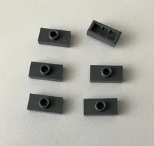 LEGO 6x NEW Plate 1x2 w/ 1 Stud in Center/Jumper DARK BLUISH GREY #15573
