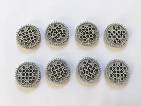 Lot of 8 LEGO Technic Gear 40 Tooth (3649) - Old Light Gray color