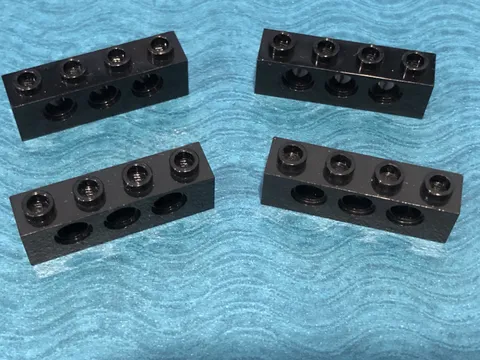 LEGO PART 3701 TECHNIC BRICK 1 X 4 WITH HOLES 4 PIECES (BLACK)