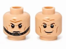 LEGO Minifigure, Head Dual Sided Brown Eyebrows, Cheek Lines, Forehead Lines