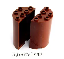 2 LEGO Reddish Brown Half Cylinder 2 x 4 x 4 Round Panel (6259 6218 20430)
