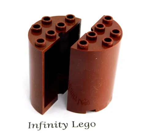 2 LEGO Reddish Brown Half Cylinder 2 x 4 x 4 Round Panel (6259 6218 20430)