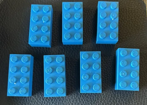 Lego Lot 7 Dark Azure Replacement Pieces 2x4 Bricks 3001 Brick Set