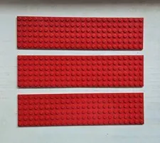 Lego #3026 Red Base Plates 6 X 24 City Raceway 3 Pc Lot 6395  1548
