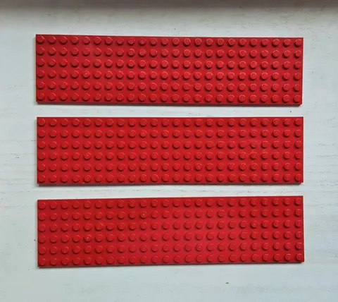 Lego #3026 Red Base Plates 6 X 24 City Raceway 3 Pc Lot 6395  1548