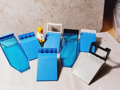 LEGO cockpit Scoopers Lot of 7 With connecting Plates Trans Blue Gray Build it