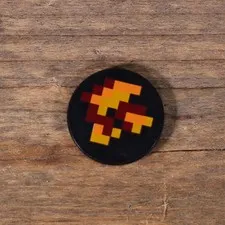 Lego Minecraft Black 2x2 Round Tile w Pixelated Fire Pattern 14769pb205