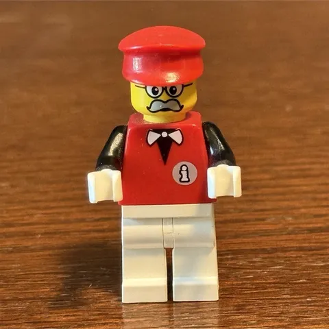 LEGO Icon Minifigure Red Cap Glasses Mustache Red Jacket Torso 