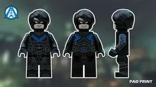 LEGO DC Comics Dazzle Attic Brick Custom Arkham Knight Nightwing Pad Minifigure