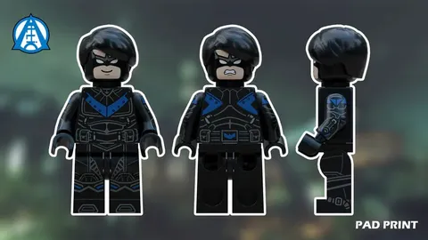 LEGO DC Comics Dazzle Attic Brick Custom Arkham Knight Nightwing Pad Minifigure