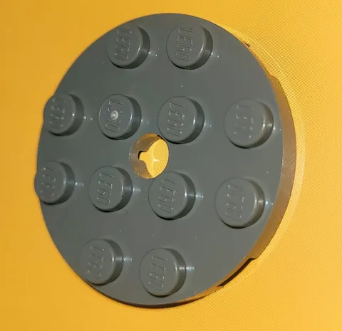 LEGO part 60474 DARK BLUISH GRAY 4x4 plate, round with hole ⛭ QTY 1