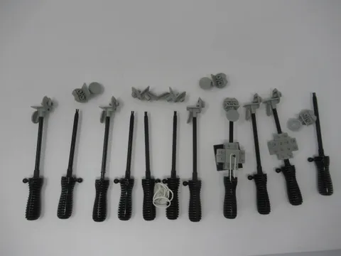 LEGO Soccer Goalie Sticks & Minifig Mounts Lot of 11 Rubber Bands Football Stand
