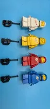 Vintage LEGO Minifigure Classic Space Spaceman x4 Red Blue Yellow White lot )