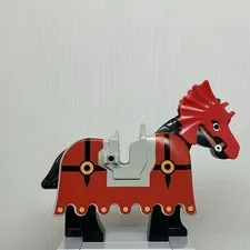 LEGO Castle Animal Black Horse Red Helmet & Barding Minifigure 6047 6097 6099
