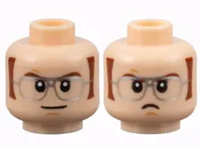 LEGO Light Nougat Minifigure, Head Dual Sided Reddish Brown Eyebrows and Sidebur