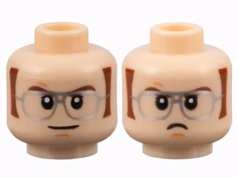 LEGO Light Nougat Minifigure, Head Dual Sided Reddish Brown Eyebrows and Sidebur
