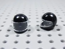 LEGO Lot of 2 Black Helmets w/ Trans Clear Visor Minifig BS