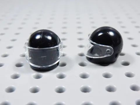 LEGO Lot of 2 Black Helmets w/ Trans Clear Visor Minifig BS