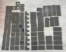 LEGO Dark Bluish Gray Plate Lot 103 Pieces Mixed Sizes Printed Parts DBG
