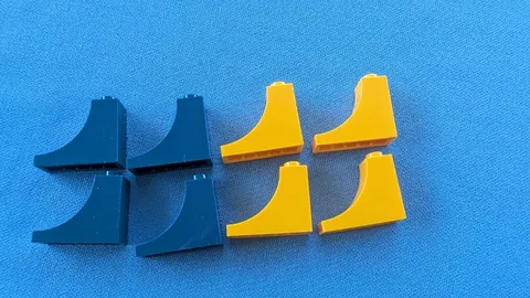 8 LEGO parts pieces 3x2 half arch, inverted, navy blue & yellow, #18653