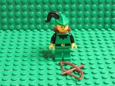 LEGO Castle Black Forestman Minifigure- Black Plume Bow Basket backpack 6066 FM3