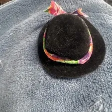 Vintage Early 90S Barbie Hat Black Velvet With Floral Hat Band