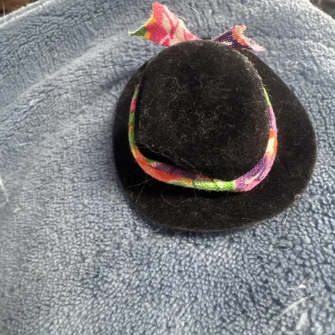 Vintage Early 90S Barbie Hat Black Velvet With Floral Hat Band