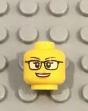 LEGO Yellow Female Minifig Head with Wide Smile & Glasses