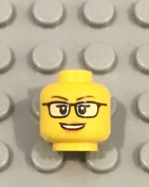 LEGO Yellow Female Minifig Head with Wide Smile & Glasses