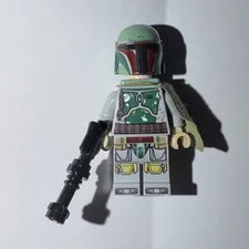 LEGO Star Wars Boba Fett Minifigure with Blaster, Helmet & Cape, Great Condition