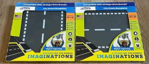 (2) Dream Lab City Streets 4 Baseplate Pack Compatible W/All Major Brick Brands