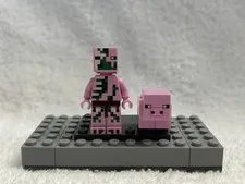 LEGO Minecraft Zombie Pigman Minifigure and Minecraft Pig