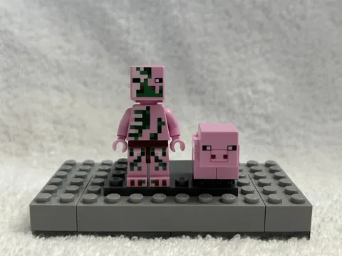 LEGO Minecraft Zombie Pigman Minifigure and Minecraft Pig