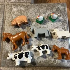LEGO Duplo Animal Figure Lot (9) Chickens, pig, sheep, horses, cows, donkey