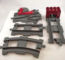 LEGO Duplo SWITCH END CURVE STRAIGHT TRAIN TRACK Pieces Dark Gray 5 pieces lot