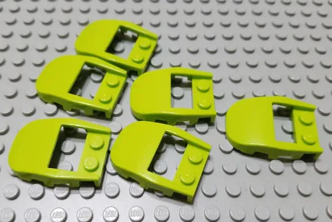 LEGO Lot of 6 Lime Green 4x3 Cut Back Wedge Windscreen Pieces